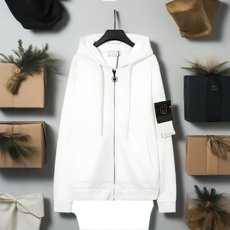 C.P. Company White Cotton Hoodie Workwear Street Style