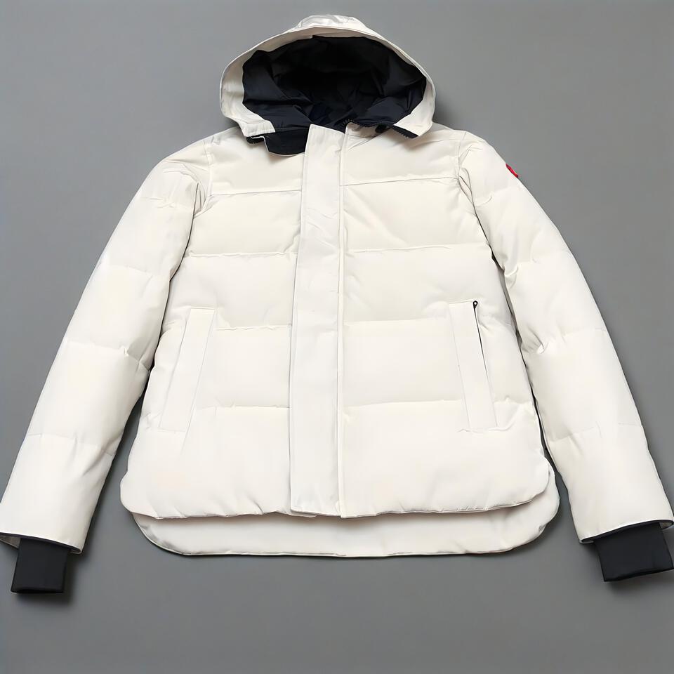 Cream Hooded Down Jacket Windproof Waterproof Unisex Winter Coat