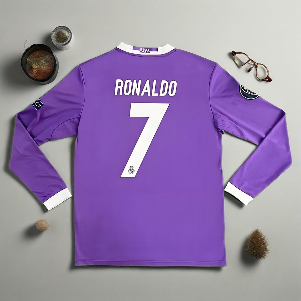 Cristiano Ronaldo Real Madrid Purple Long Sleeve Ventilated Soccer Jersey