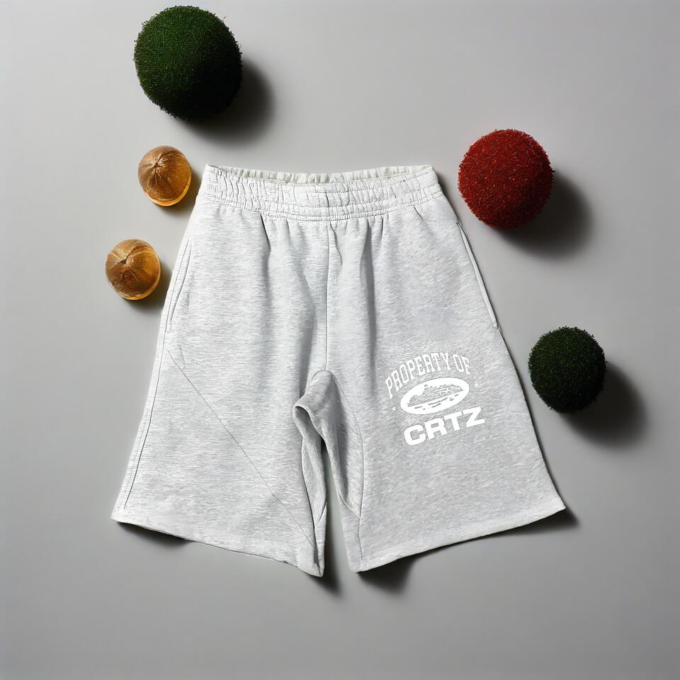 CRTZ Grey Cotton Shorts Elastic Waist with Printed Design