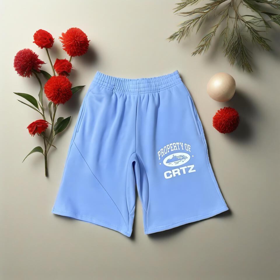 CRTZ Light Blue Shorts Men's Fashion Casual Wear Comfortable Fit Street Style