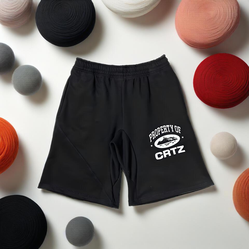 CRTZ Logo Print Black Cotton Casual Shorts