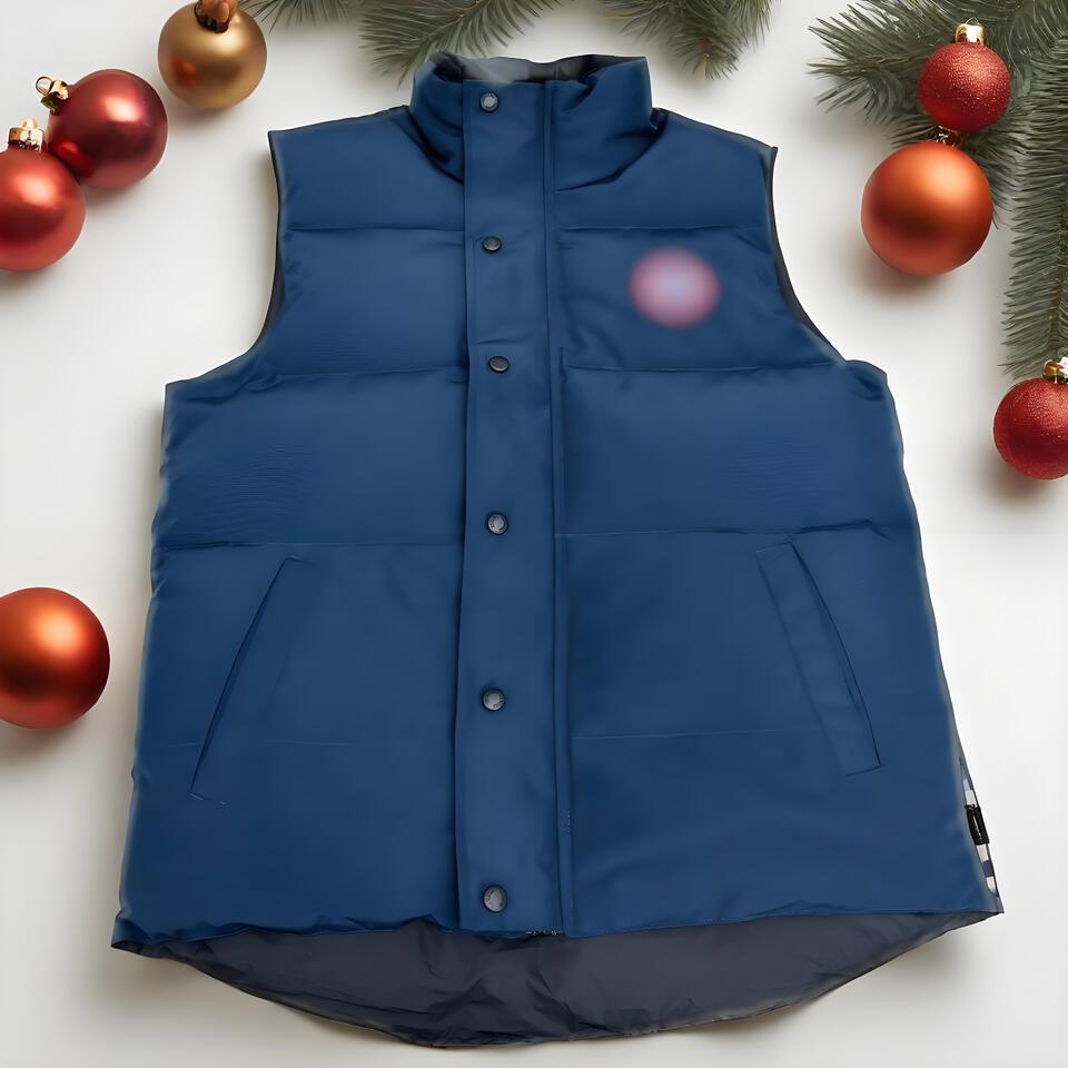 Dark Blue Puffer Vest Windproof Warm Unisex Winter Coat