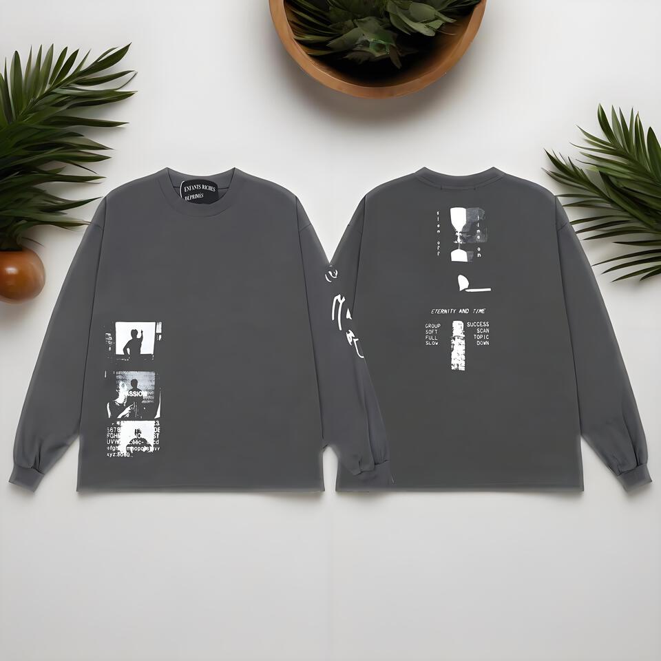 Dark Gray Cotton Streetwear Unisex Oversized Print Tee