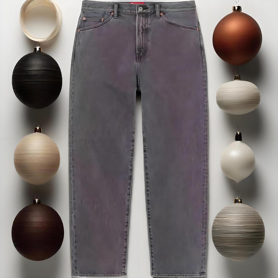 Dark Gray Washed Straight Leg Jeans Unisex Casual Streetwear