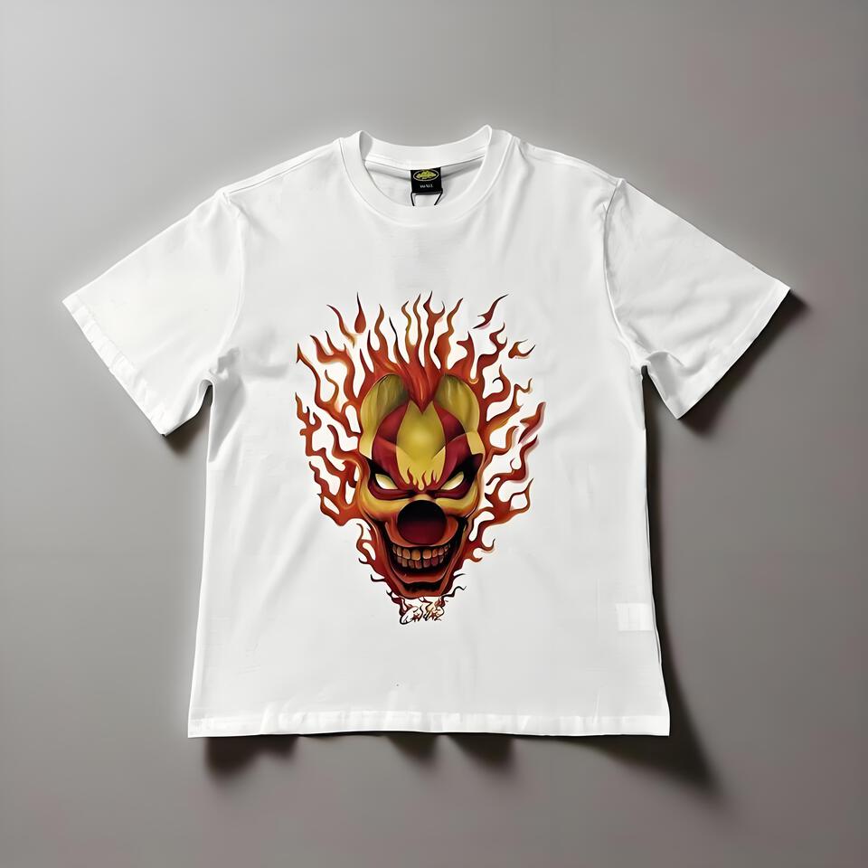 Dark Street Flame Skull Print T-Shirt Unisex Tee