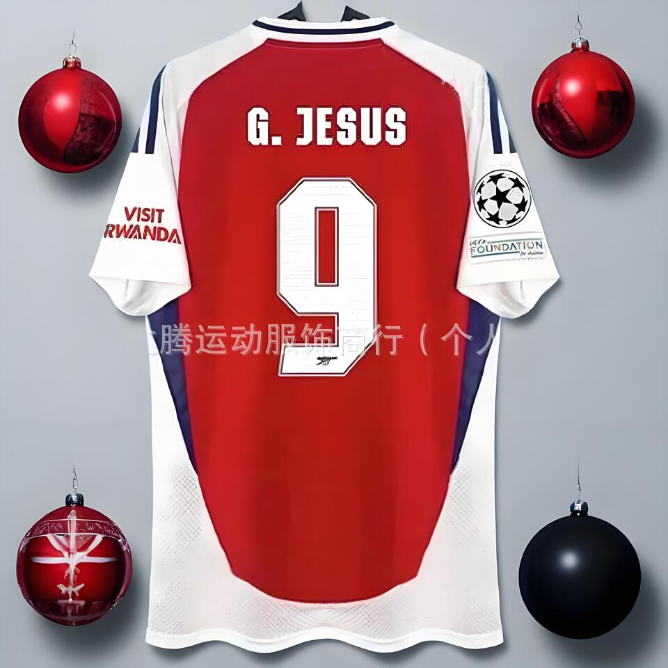 DaTeng G.JESUS Men's Breathable Red White Blue Soccer Jersey