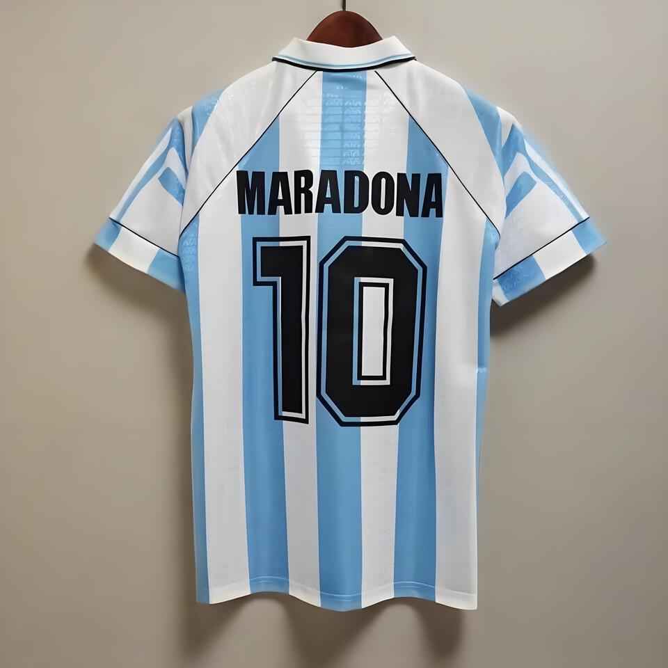 Diego Maradona Argentina Tribute Jersey - Blue White Stripe Breathable Quick-Dry Classic