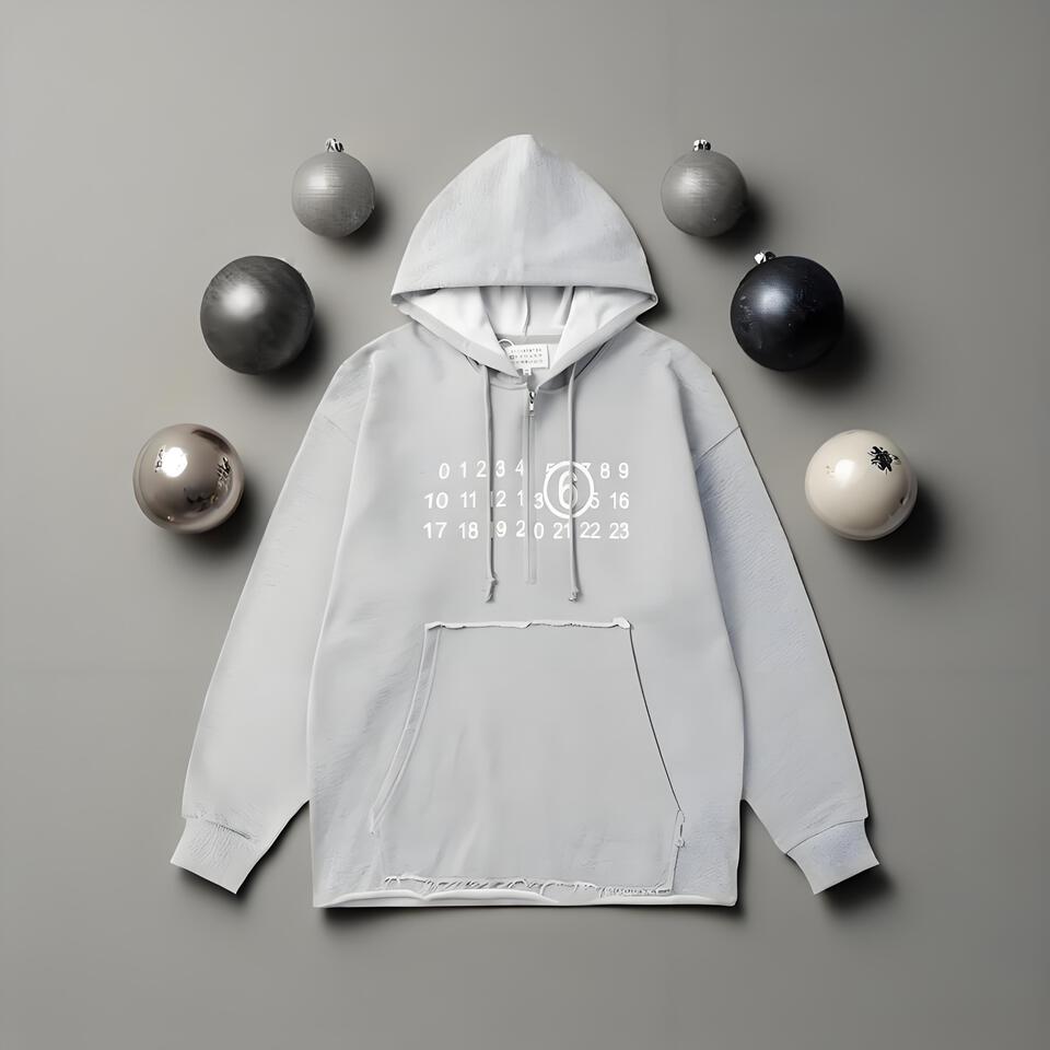 Digital Print Gray Hoodie Unisex Street Casual