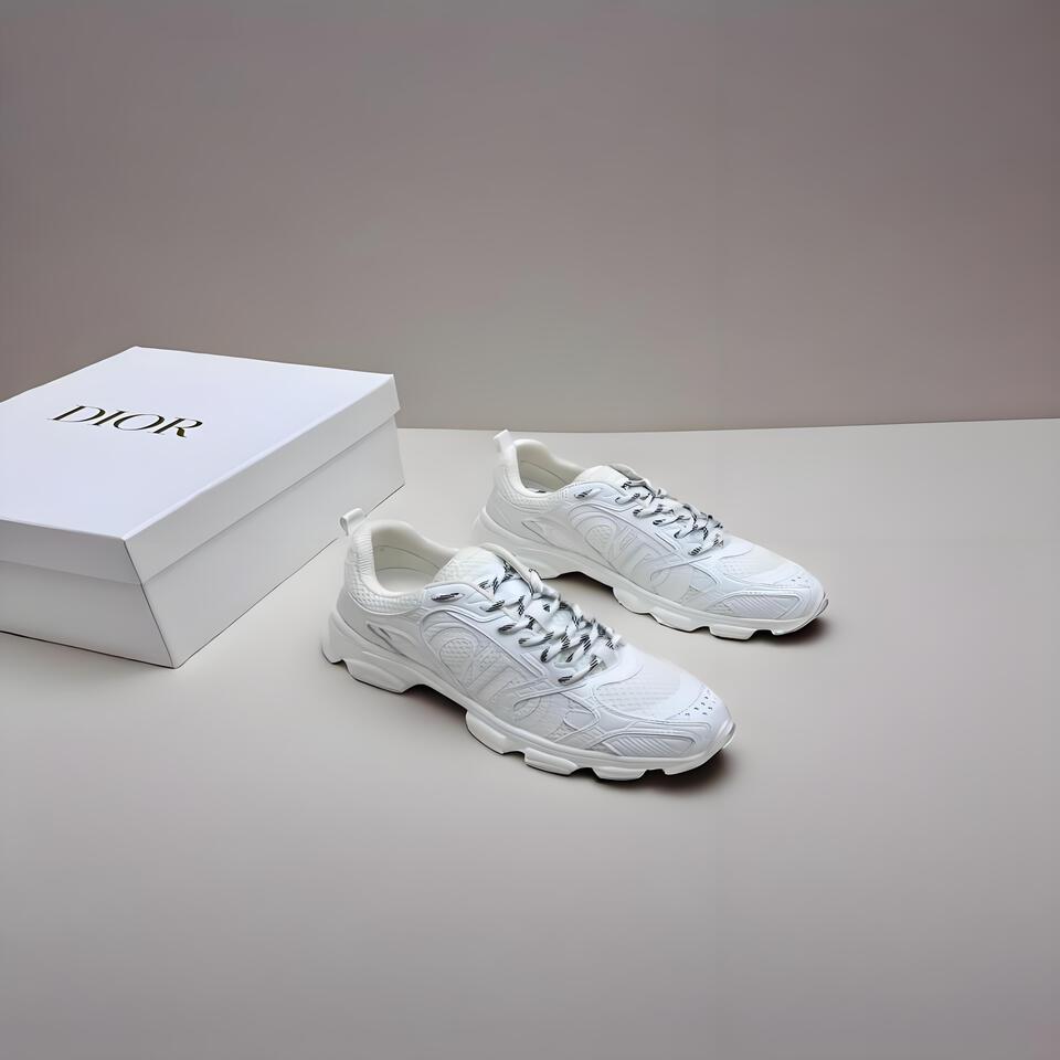 Dior B22 White Leather Mesh Sneakers | Men's Luxury Designer Shoes