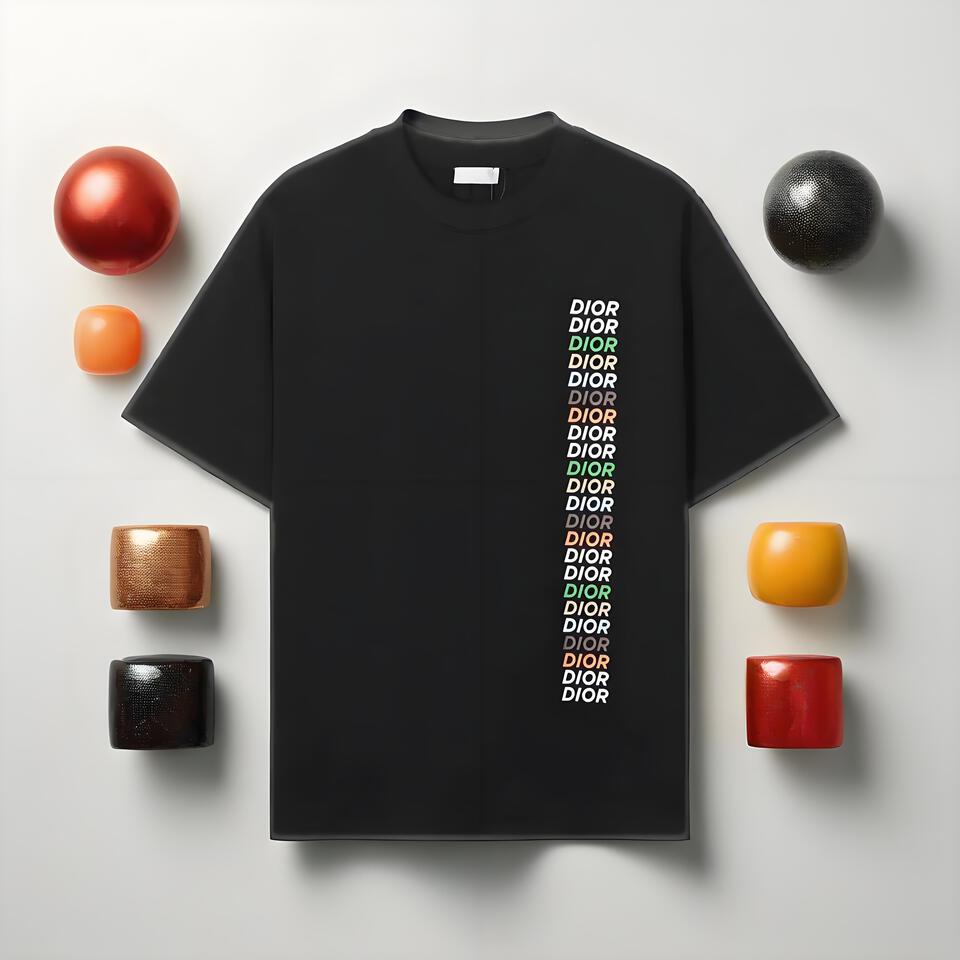 DIOR Black Cotton Crew Neck T-Shirt Unisex Relaxed Fit