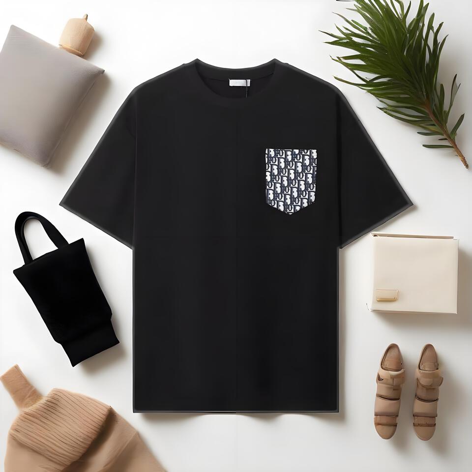 Dior Black Cotton Crew Neck T-Shirt Unisex Streetwear