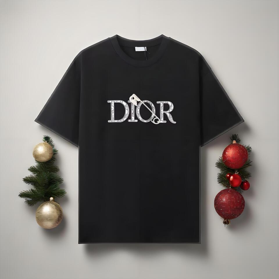 Dior Black Cotton T-Shirt With Pin Print