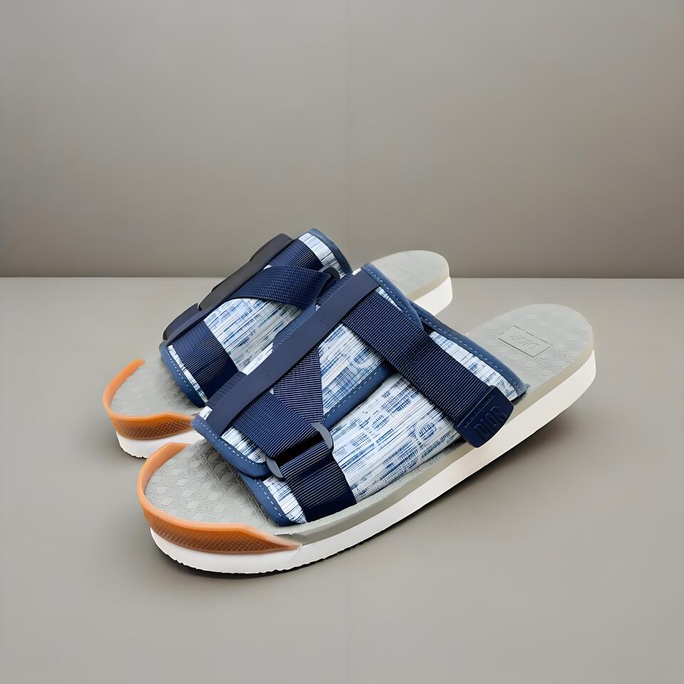 Dior Blue White Checkered Lace-Up Flat Sandals | Luxury Slides