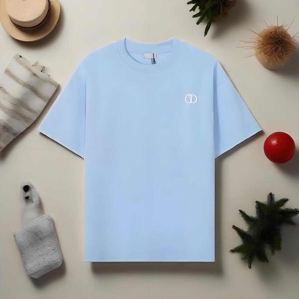 Dior Light Blue Cotton T-Shirt Men's