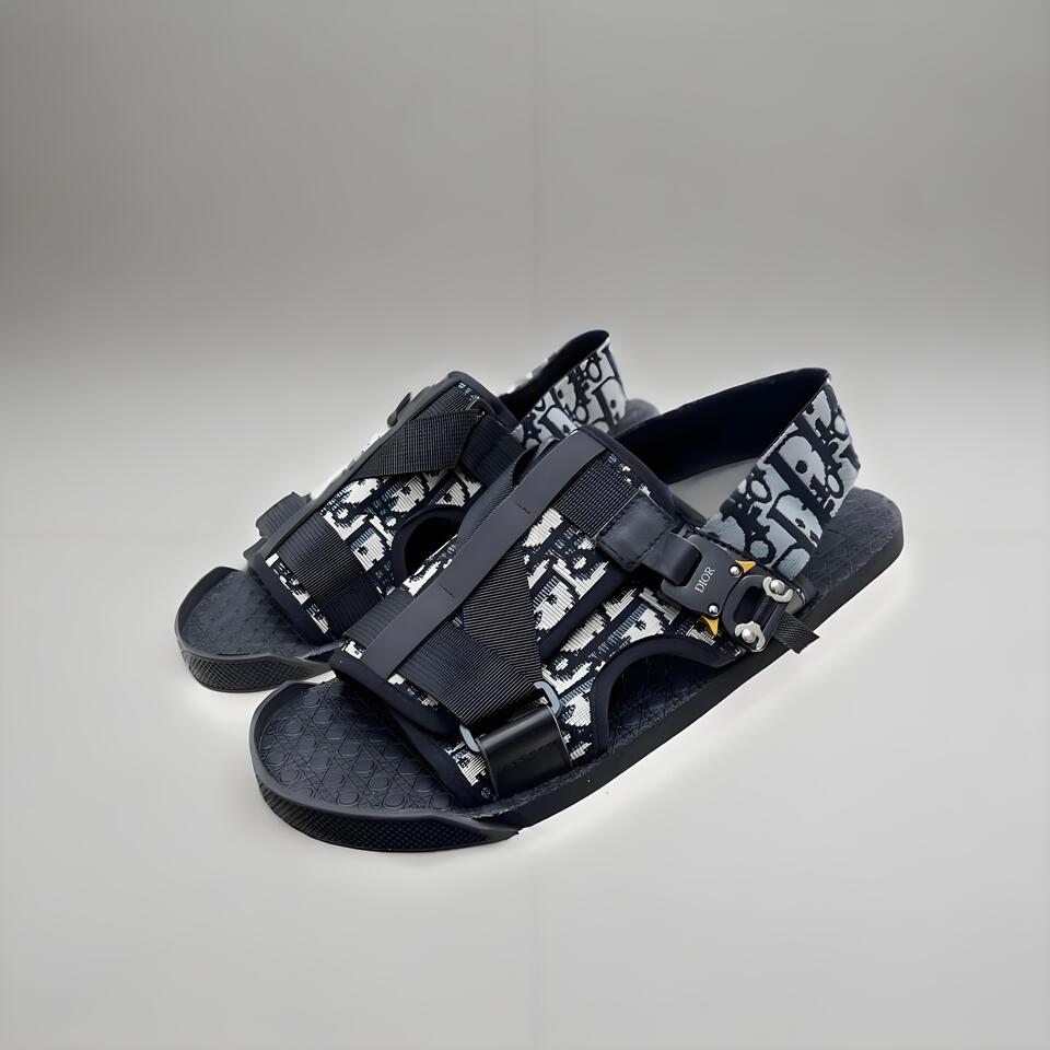 Dior Oblique Logo Monogram Platform Sandals Unisex Hook-and-Loop