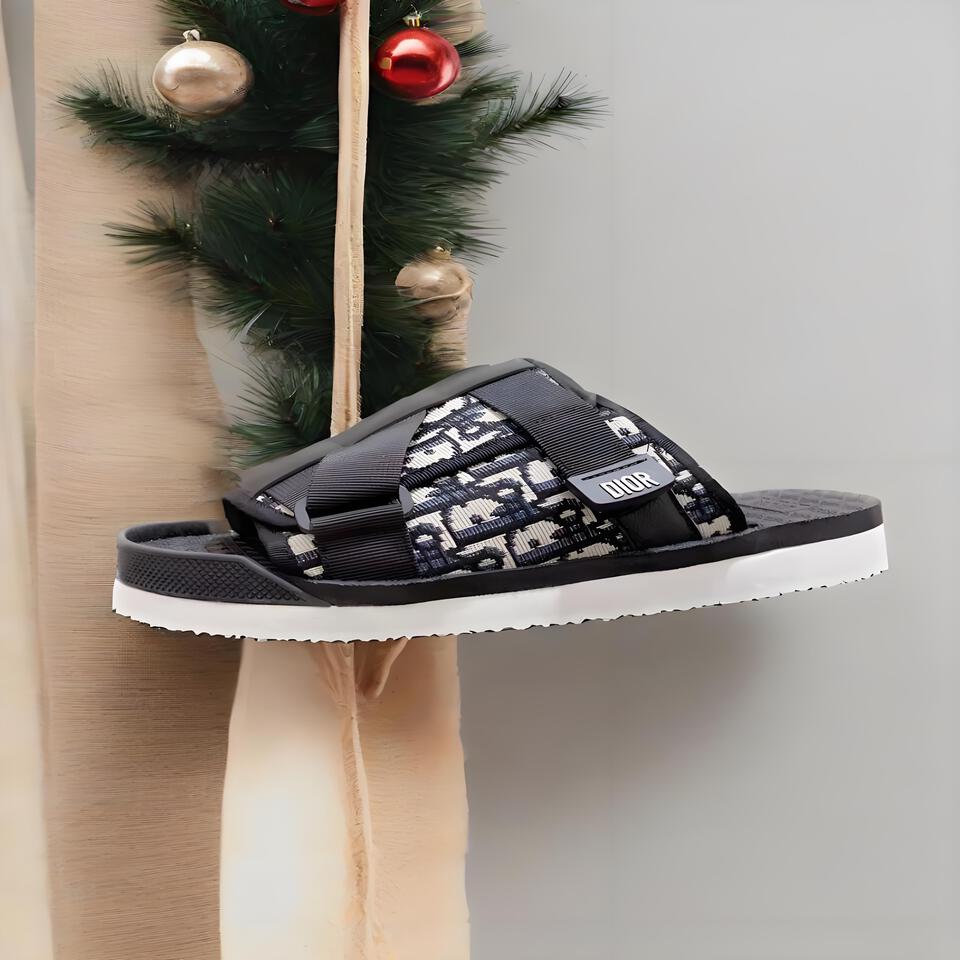 DIOR Oblique Monogram Black White Slides Unisex