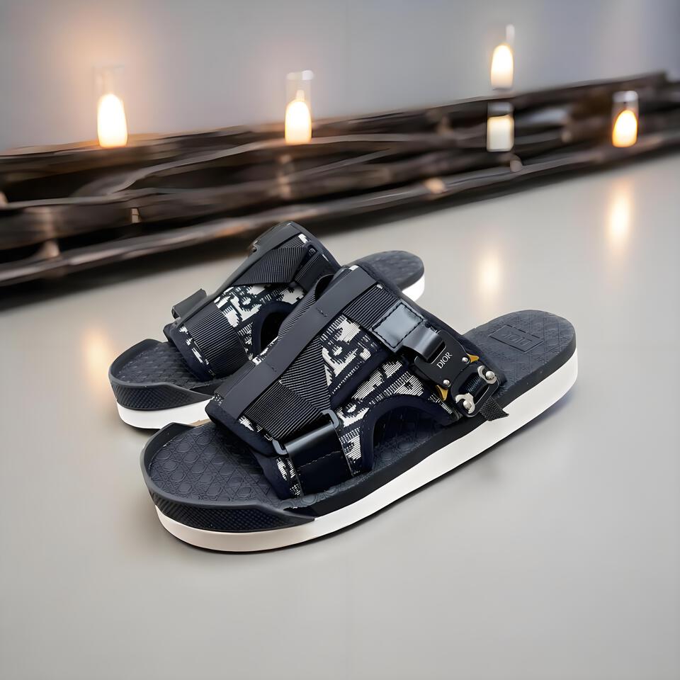 Dior Oblique Print Sandals: Black & White Fashion Sneakers