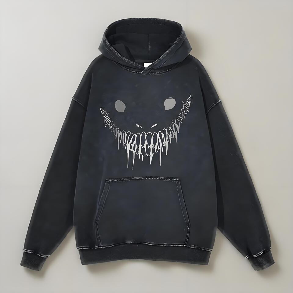 Distressed Unisex Oversized Hoodie Gothic Streetwear Style