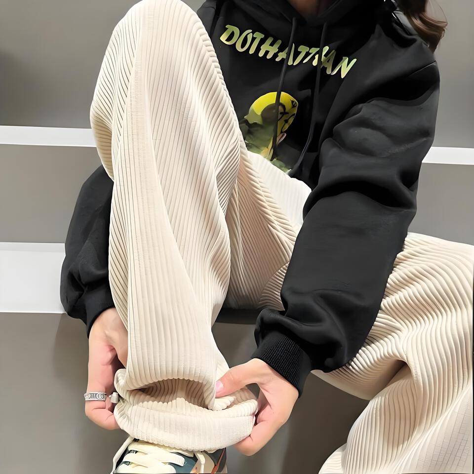 DOTHATMAN Cream White Loose Fit Casual Lounge Pants