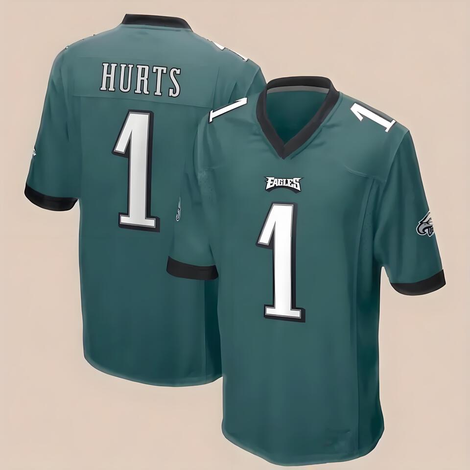EAGLES Green Breathable Football Jersey HURTS1, Men's and Women's Sports Fashion