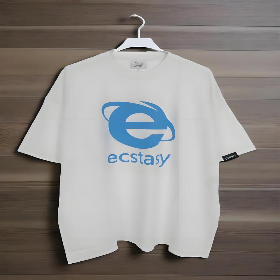 Ecstasy Unisex White Cotton Oversized Street Style T-Shirt