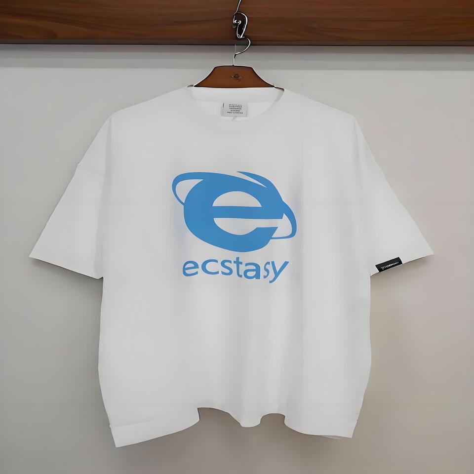 Ecstasy White Loose-Fit Cotton Short Sleeve T-Shirt