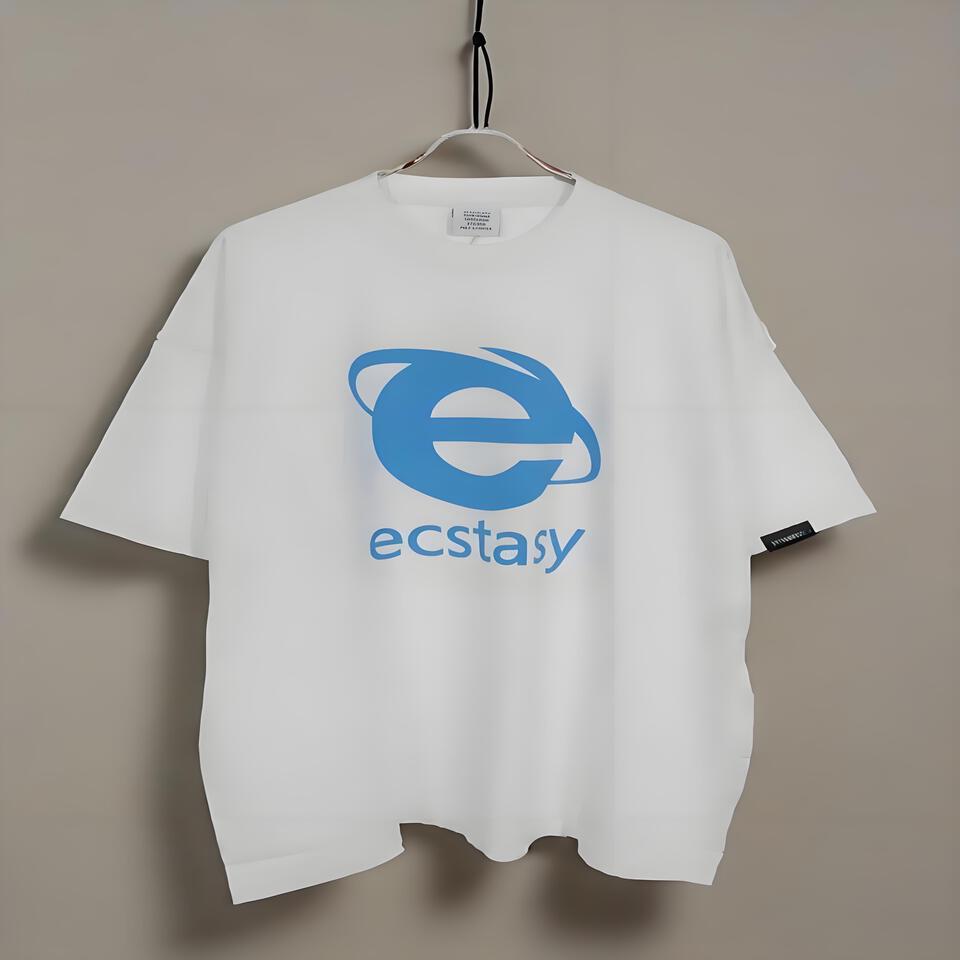 Ecstasy White Oversized Cotton T-Shirt Unisex Streetwear Style