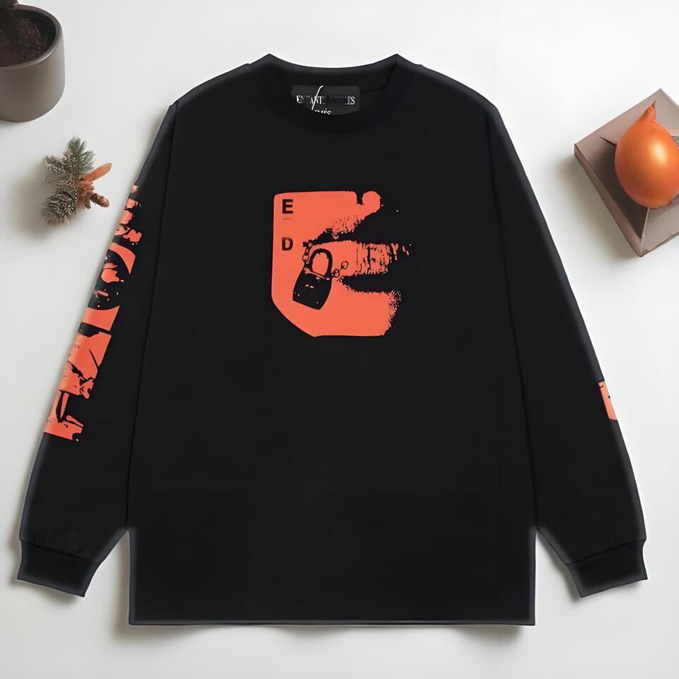 Ed Hardy Black Cotton Long Sleeve T-Shirt Street Loose Fit Print