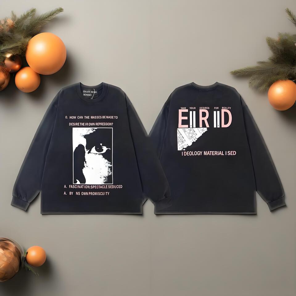 EIIRID Black Long Sleeve T-Shirt Cotton Loose Street Style