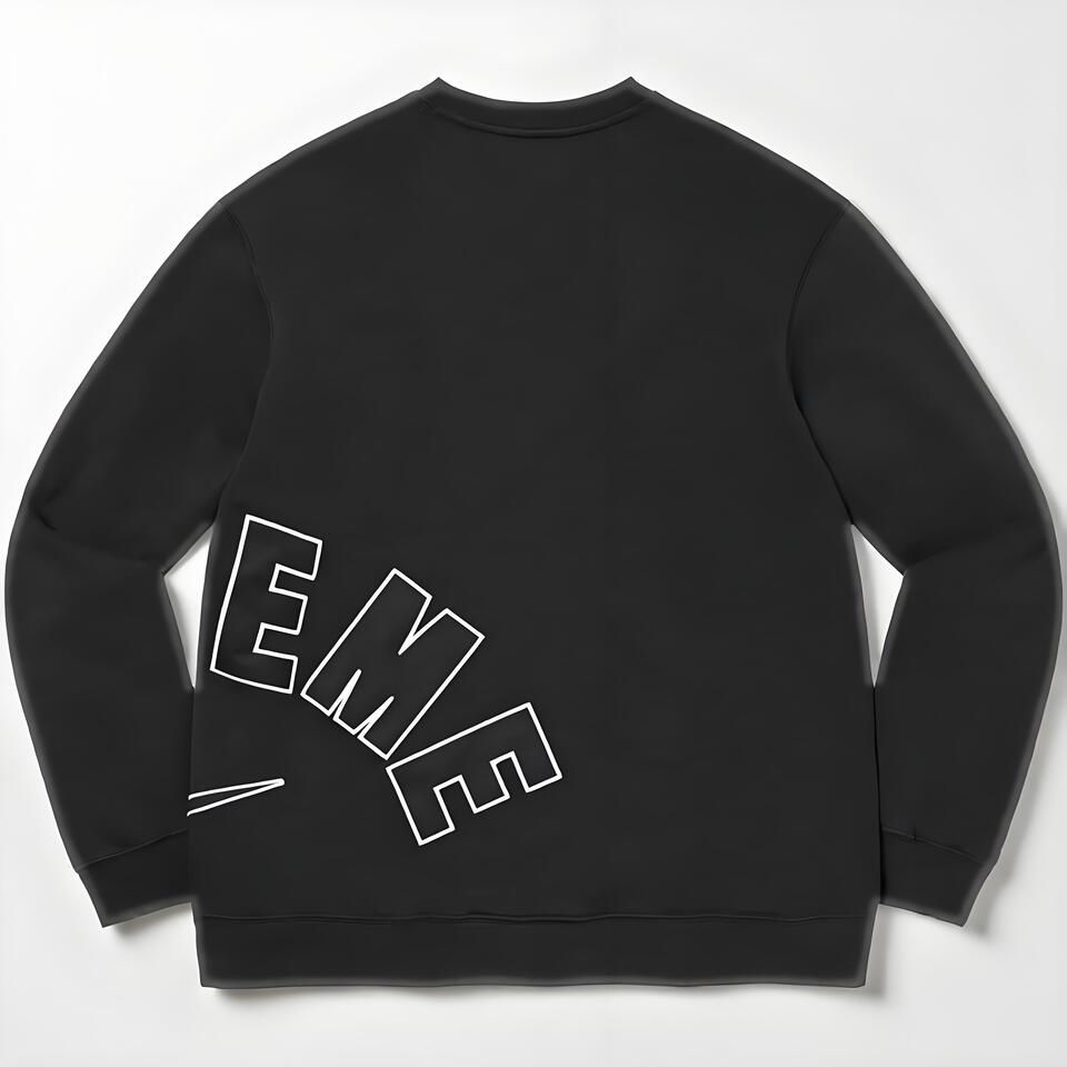 EMEEME Unisex Black Cotton Crewneck Streetwear Hoodie