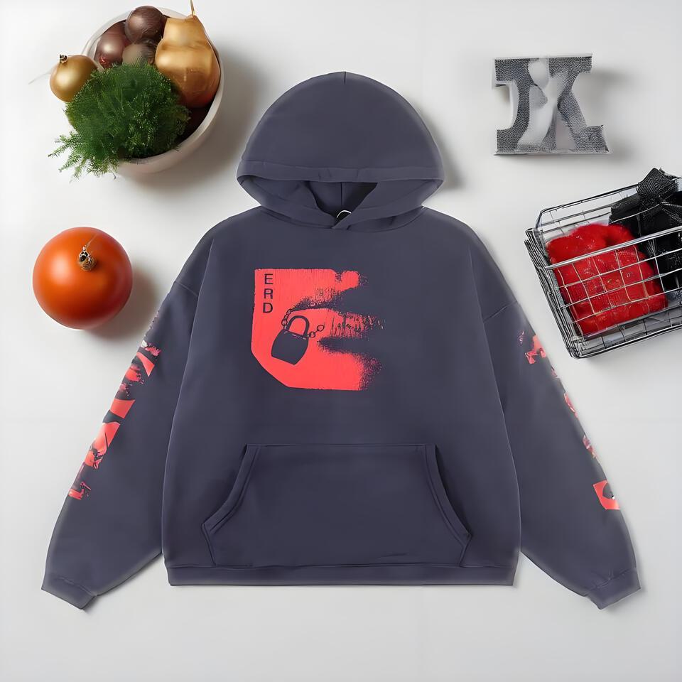 ENDERD Navy Blue Cotton Street Style Color Block Hoodie