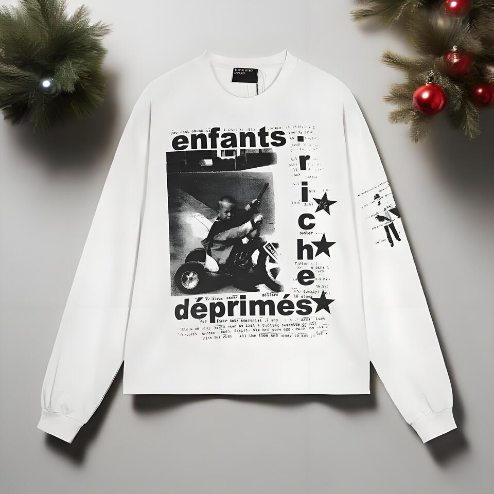 ENFANTS DÉPRIMÉS Oversized Cotton Print Hoodie Unisex Streetwear