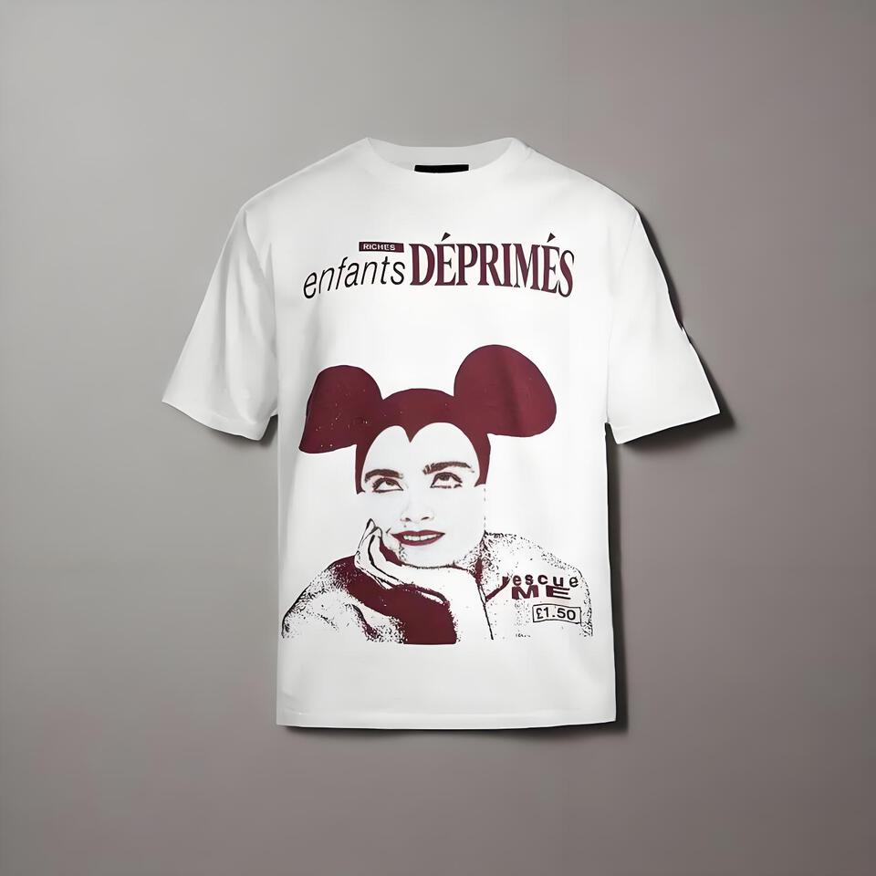 Enfants Déprimés Vintage Print White Cotton Loose Tee