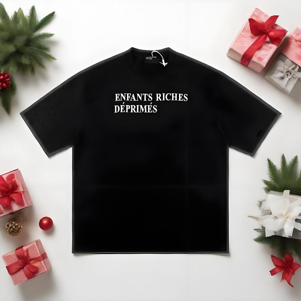 Enfants Riche Déprimé Black Cotton Distressed Short Sleeve Tee