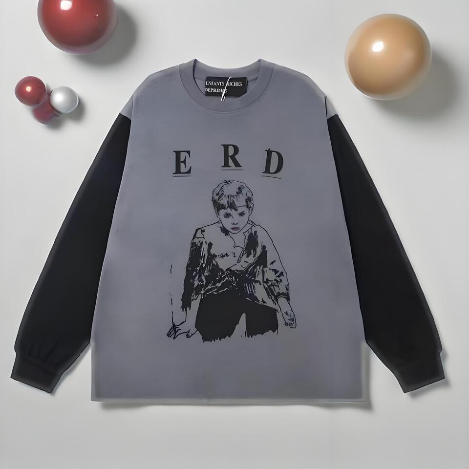 Enfants Riches Deprimes Grey Black Contrast Long Sleeve T-Shirt