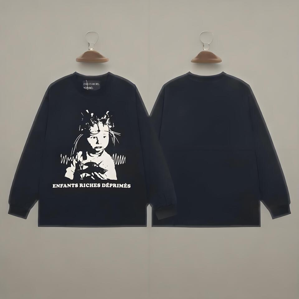 Enfants Riches Déprimés Black Cotton Crewneck Tee Unisex Street Art Print