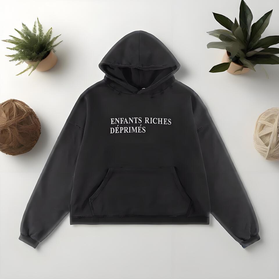 Enfants Riches Déprimés Black Cotton Hoodie Unisex Oversized Casual