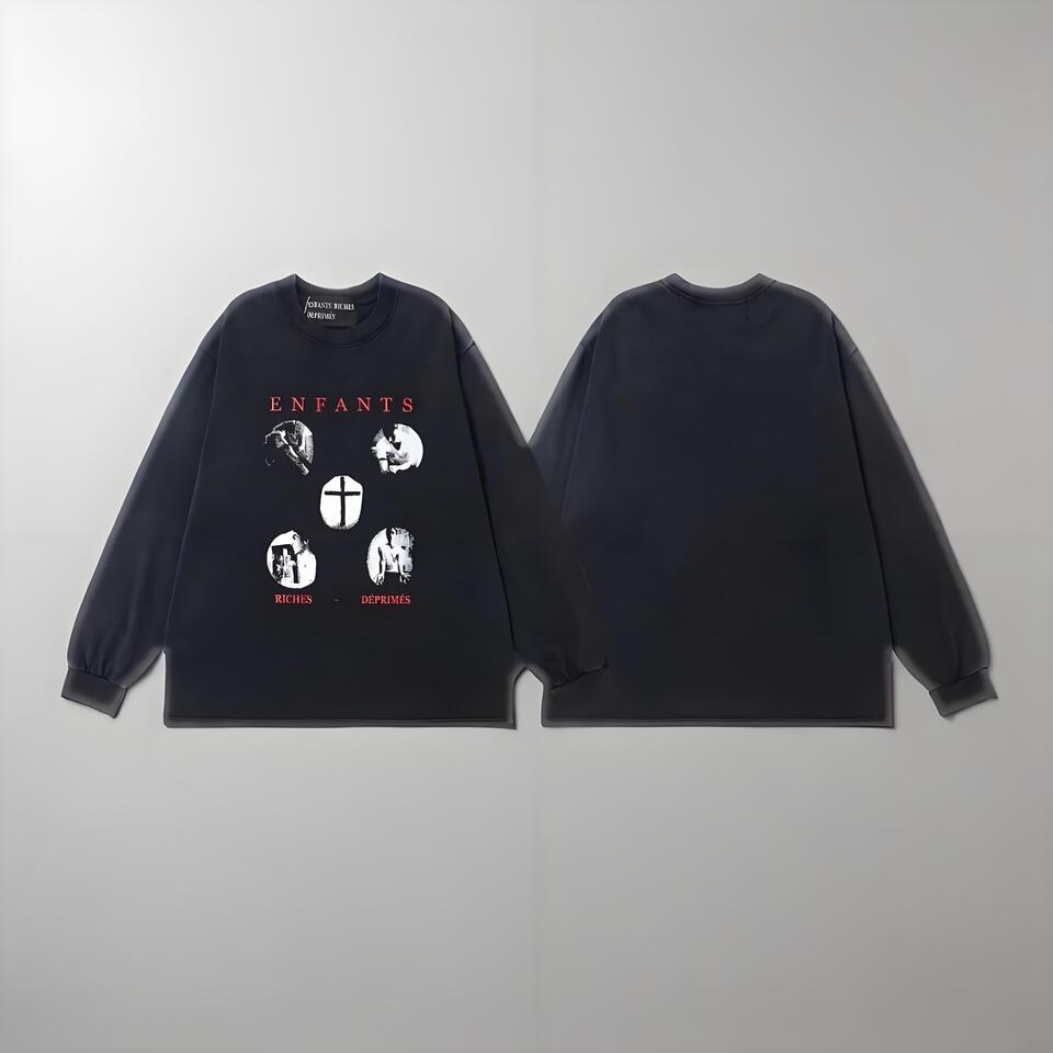 ENFANTS RICHES DÉPRIMÉS Black Unisex Oversized Cotton Long Sleeve T-Shirt