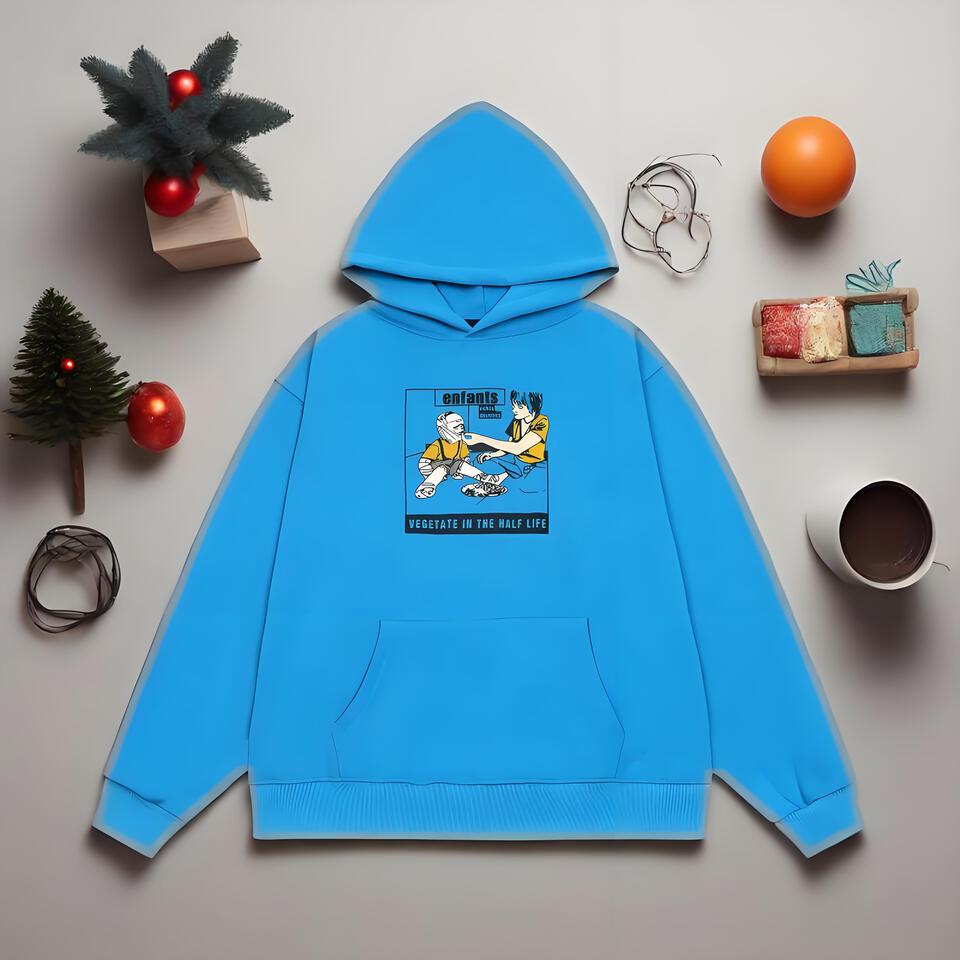 Enfants Riches Déprimés Blue Cotton Cartoon Hoodie