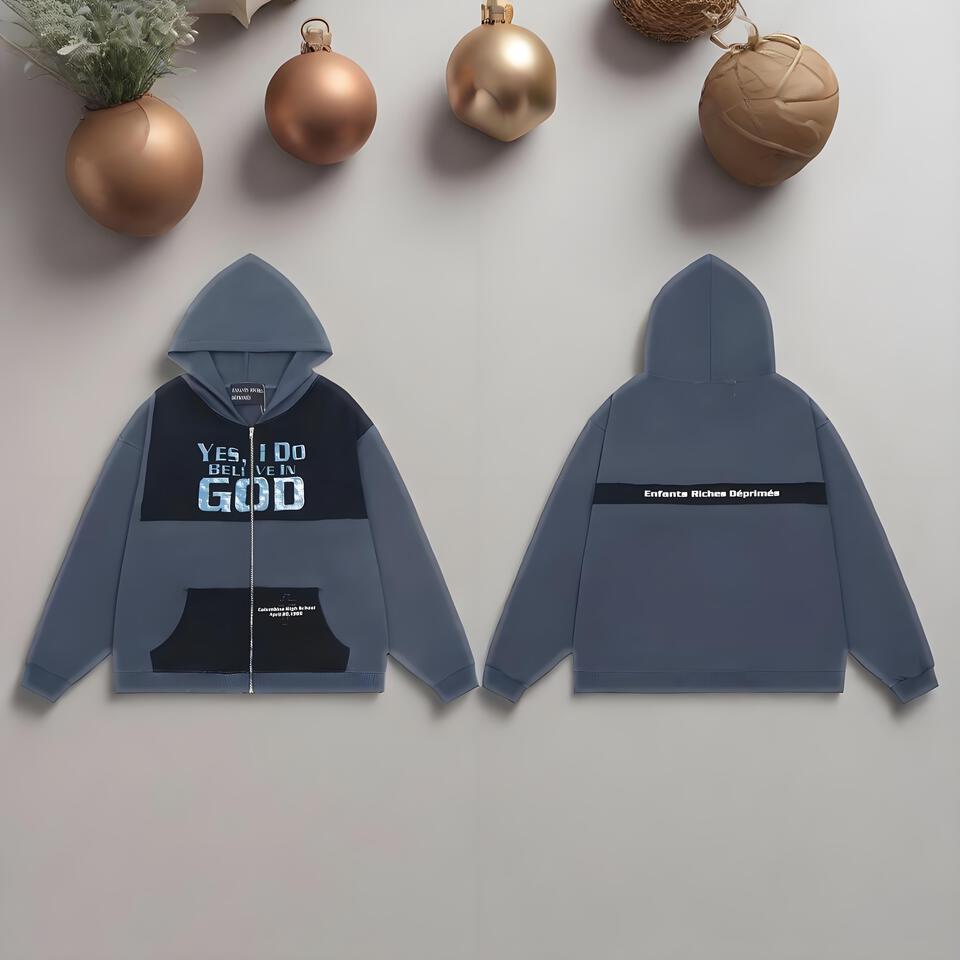 Enfants Riches Déprimés Blue Cotton Hoodie Streetwear Print