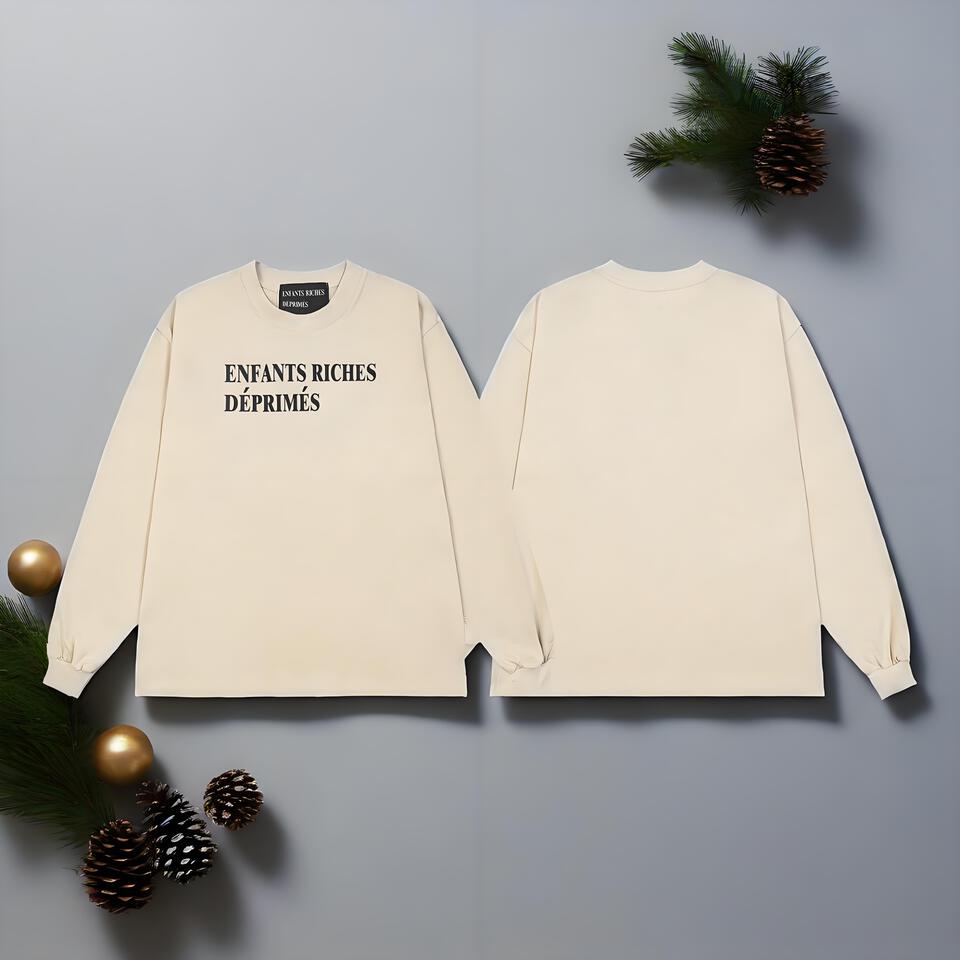 Enfants Riches Déprimés Cream Cotton Long Sleeve Tee Unisex Streetwear