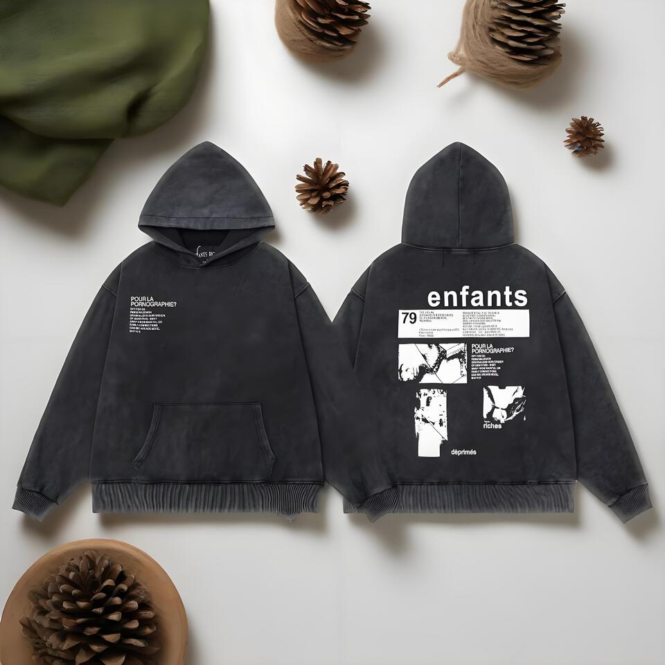 Enfants Riches Déprimés Distressed Black Cotton Hoodie