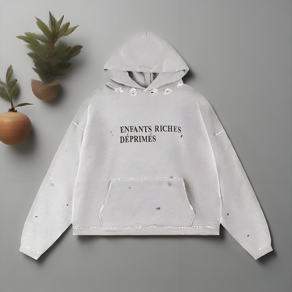 Enfants Riches Déprimés Distressed Gray Hoodie