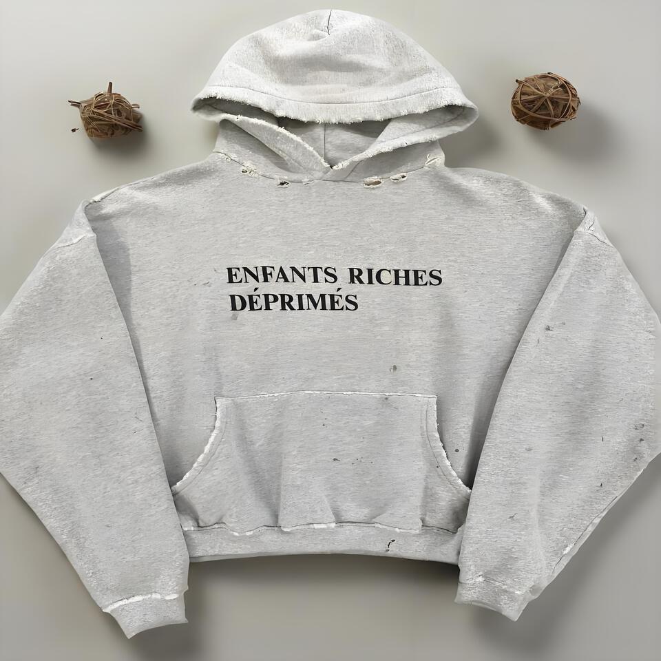 Enfants Riches Déprimés Distressed Grey Hoodie