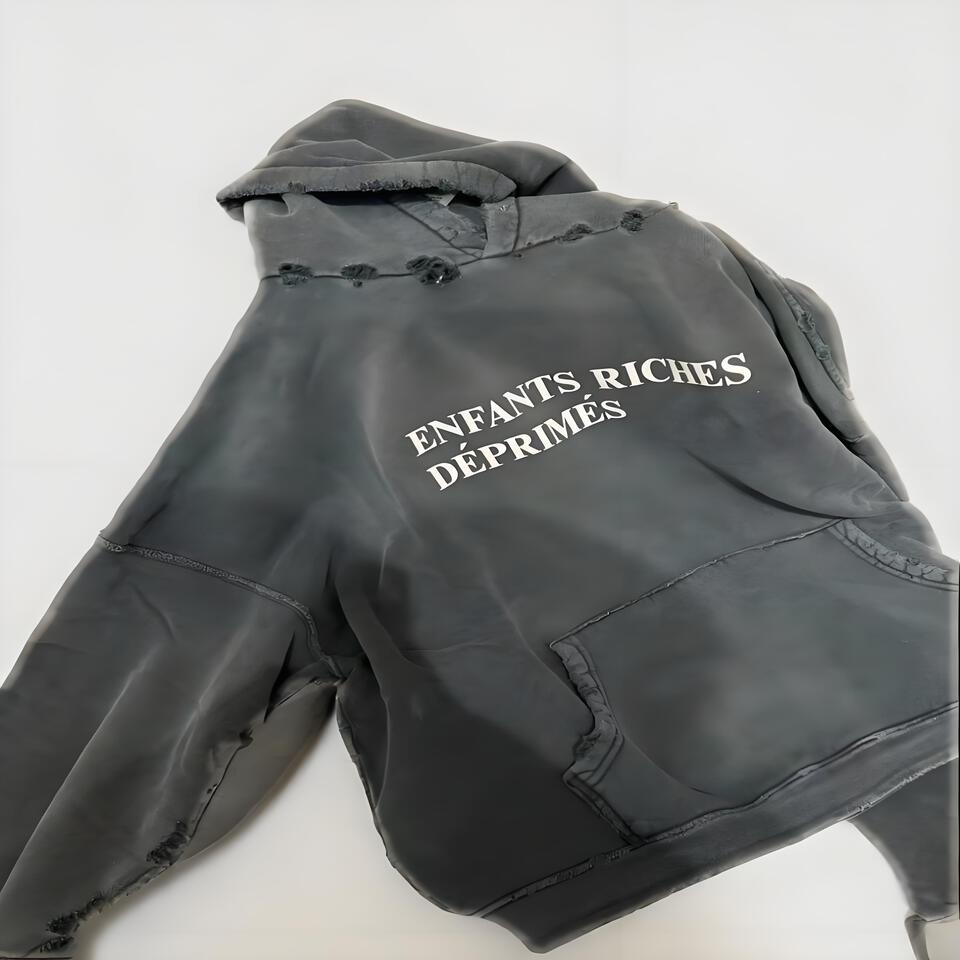 Enfants Riches Déprimés Distressed Grey Hoodie Streetwear
