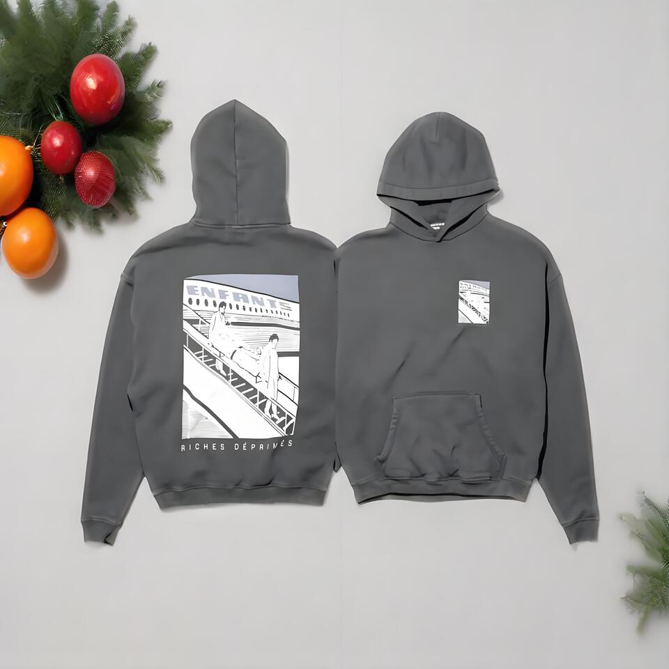 Enfants Riches Déprimés Grey Cotton Hoodie Street Vintage Loose Fit