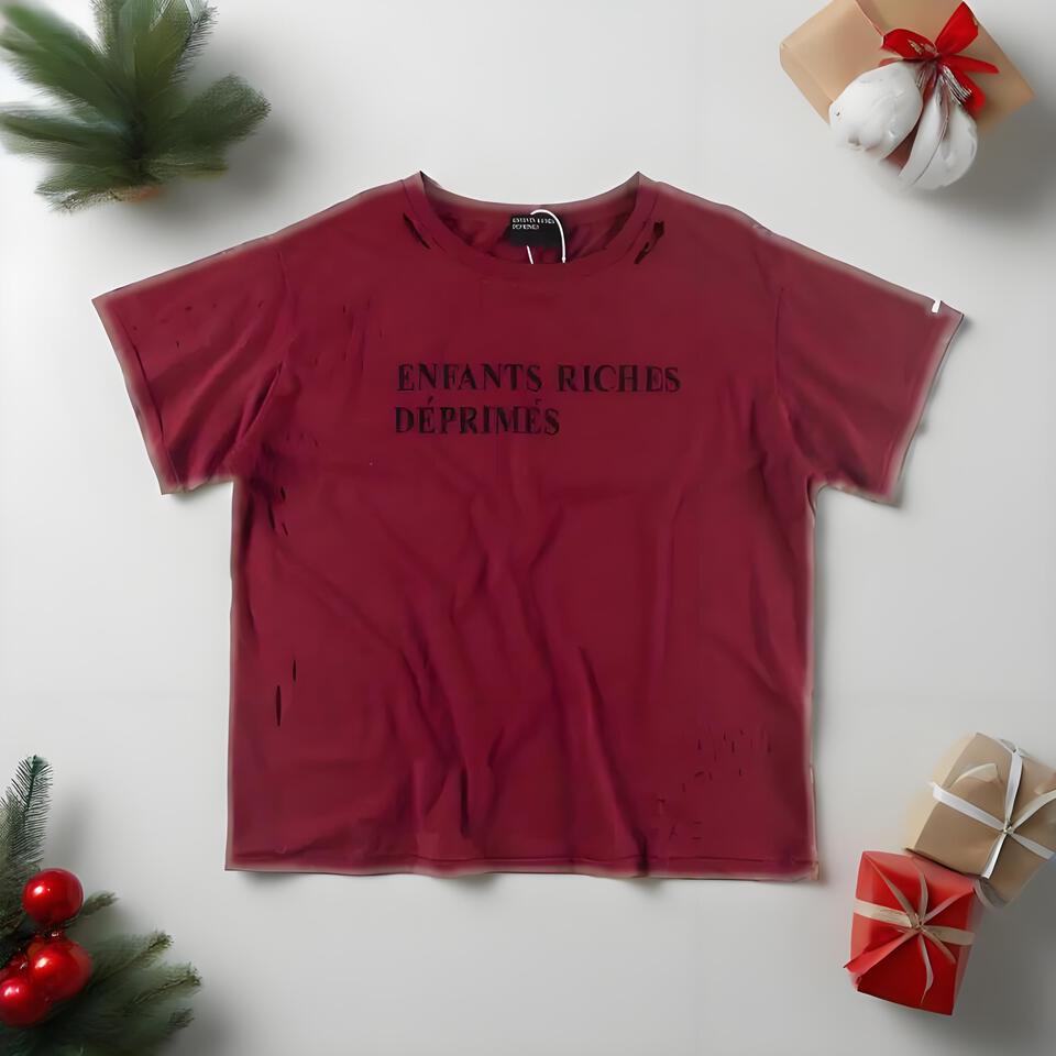 ENFANTS RICHES DÉPRIMÉS Red Distressed Cotton T-Shirt Unisex