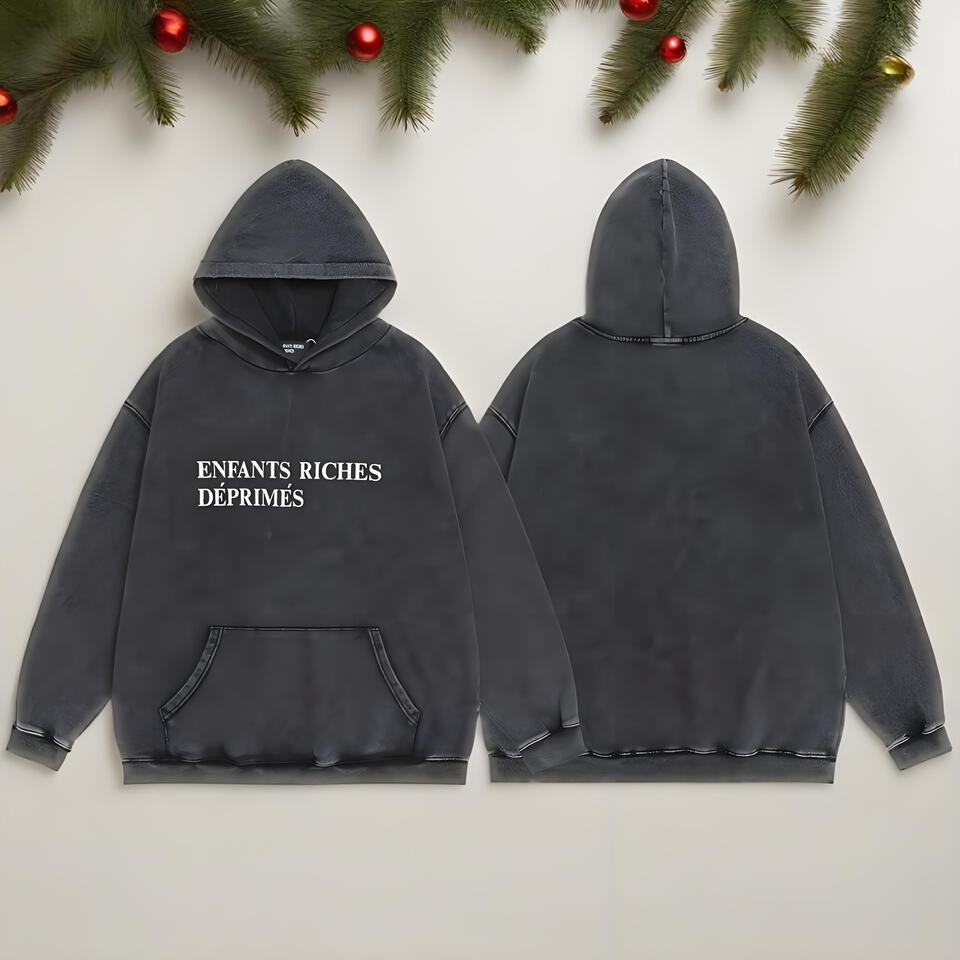 Enfants Riches Déprimés Washed Black Cotton Hoodie