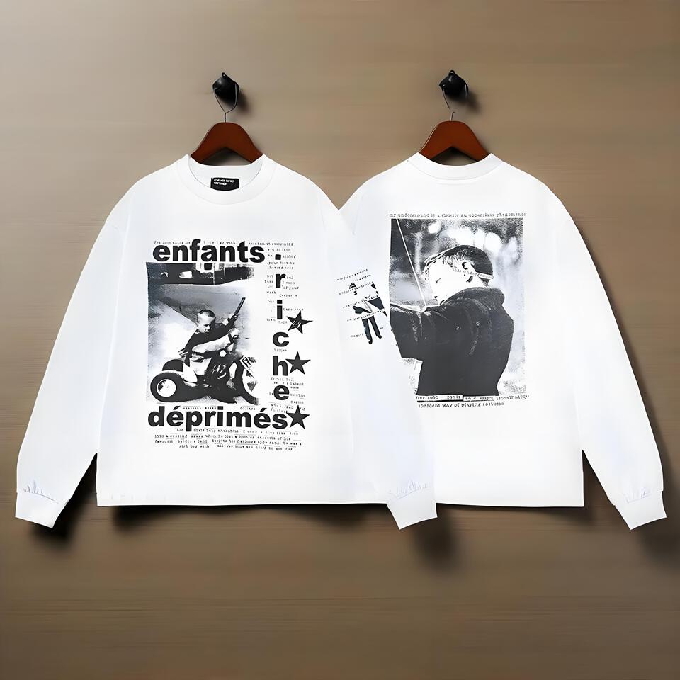 Enfants Riches Déprimés White Loose Fit Print Long Sleeve Tee